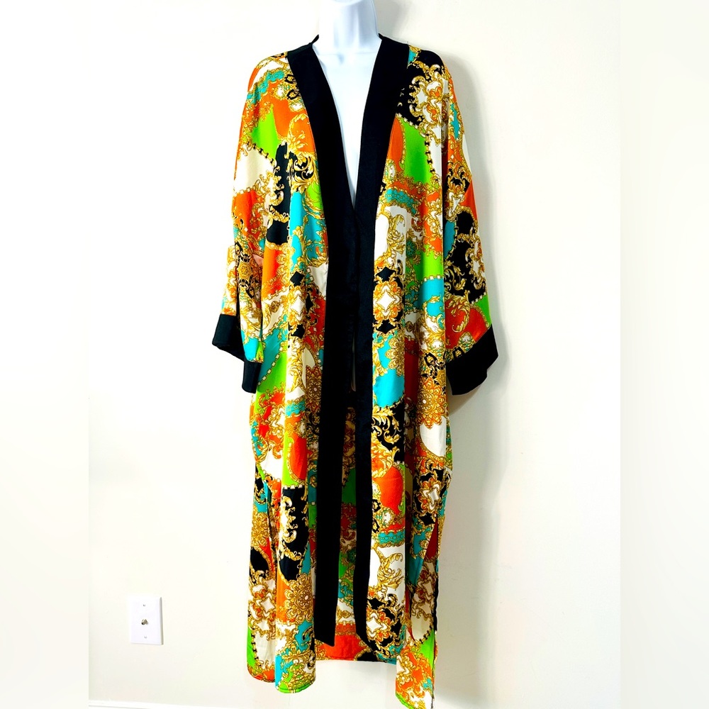 Beautiful Multicolor Paisley Print Kimono By Karen-T Design One Size